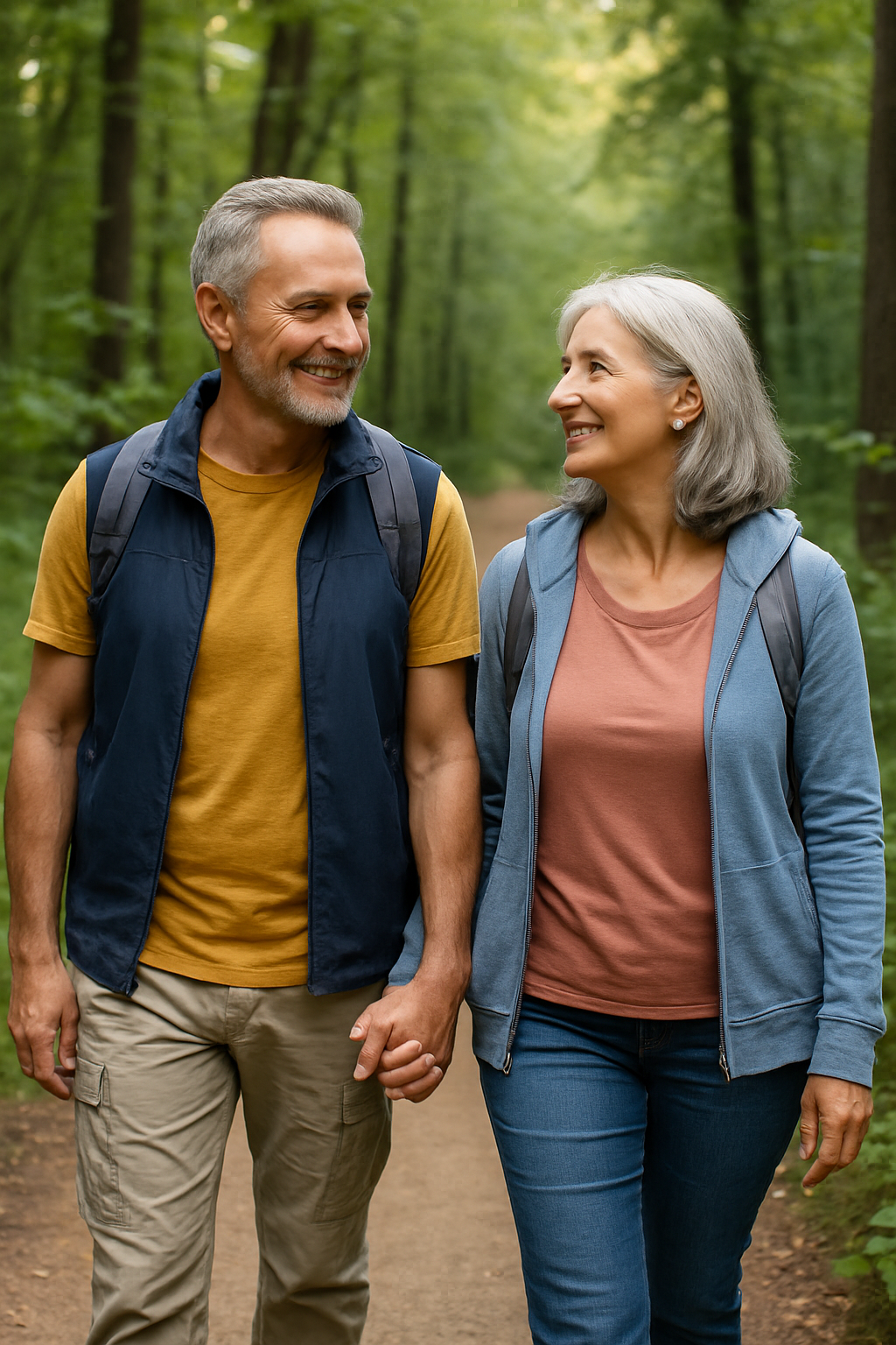 Pareja adulta caminando en un parque